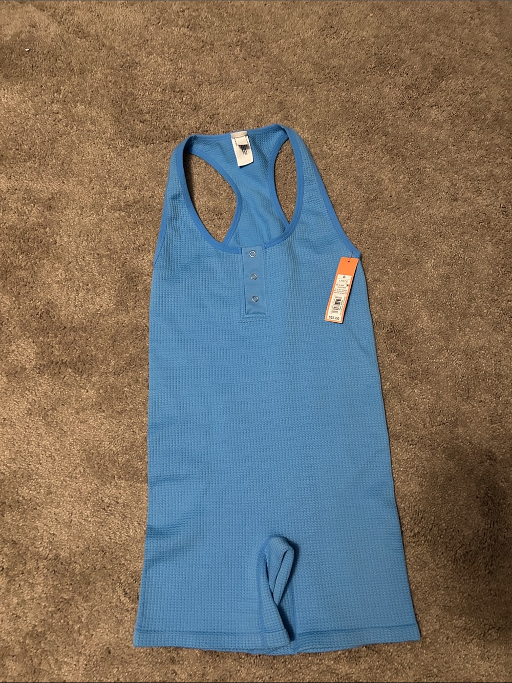 Colsie Blue Ribbed Henley Romper